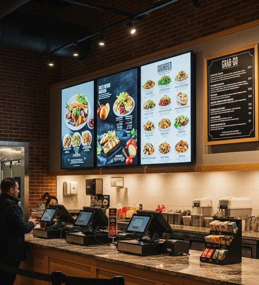 Kasa üstü menuboard ekranları